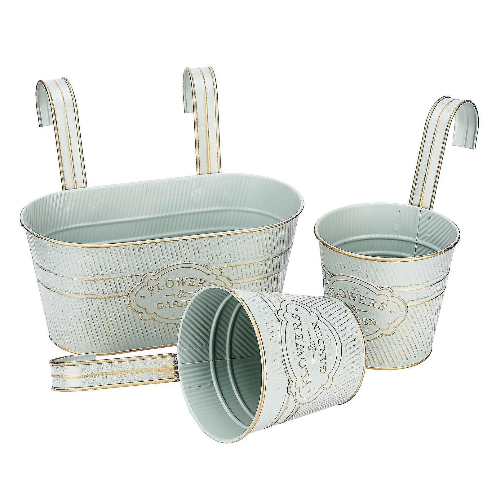 Väggplanter i metall, hängande krukdekor, rustik örtblommande växthållare - 3 st
