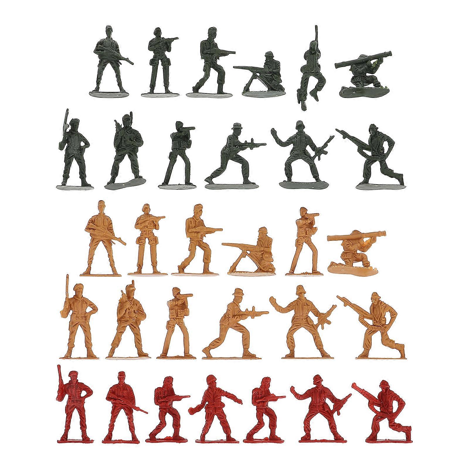 120pcs חיילי פלסטיק צלמית חיילים שונים תפאורה צעצועי קרב צבאיים (סגנון אקראי)