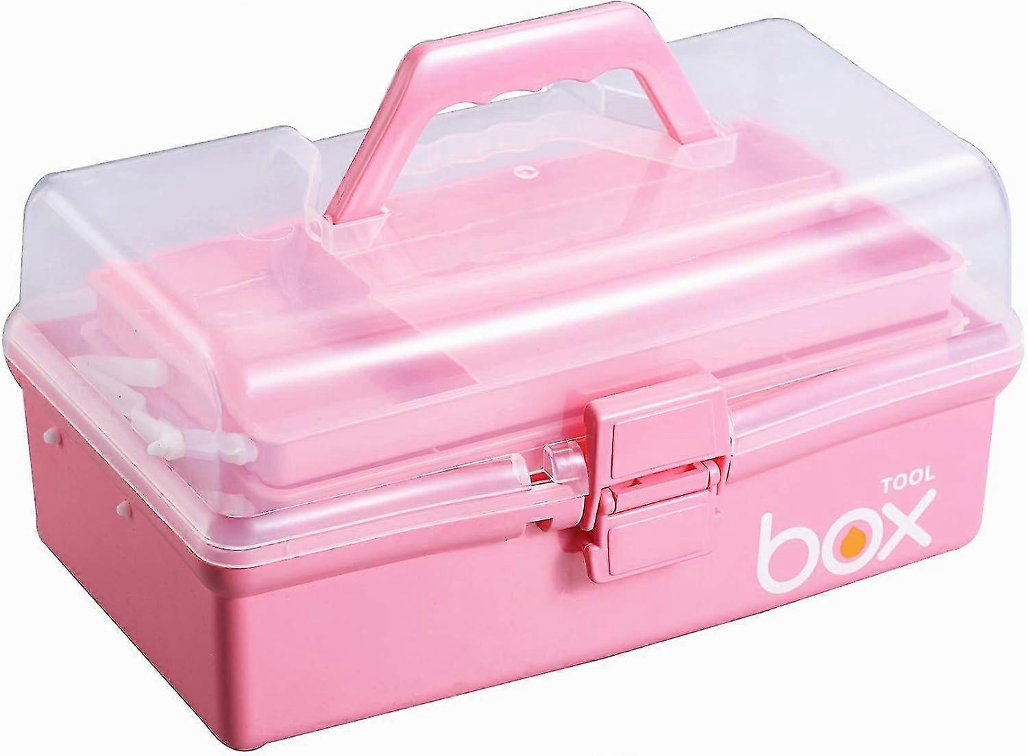 12'' Three-layer Clear Plastic Storage Box/tool Box, Multipurpose Organizer And Portable Handled Storage Case For Art Craft And Cosmetic