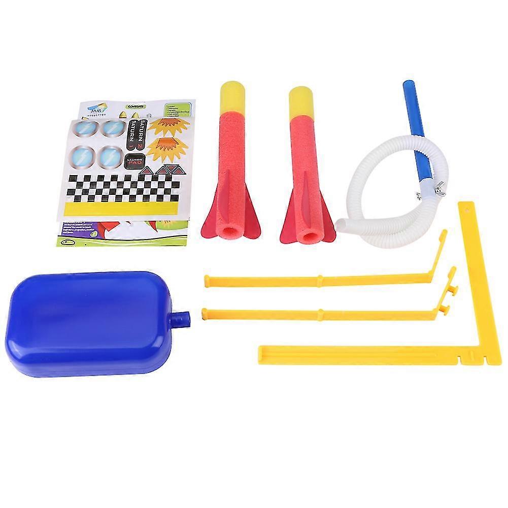 Outdoor Foam Tipped Rocket Launcher Kids Toy Set with Jump Foot Trigger and 2 Darts