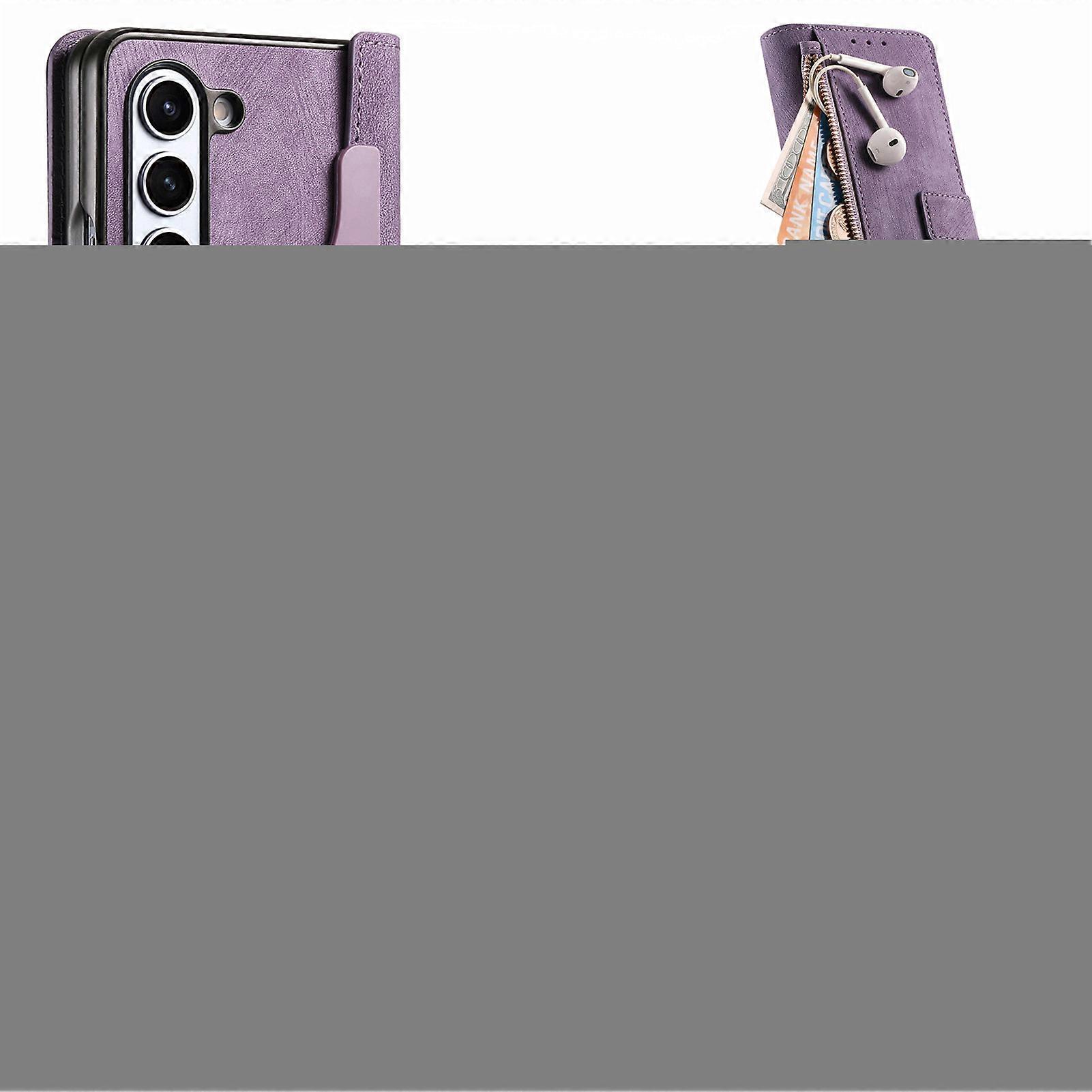 for Samsung Galaxy fold 6 Detachable Magnetic Wallet Phone Case with RFID Blocking and Invisible Kickstand, Retro Folio Flip Leather Zipper Case with