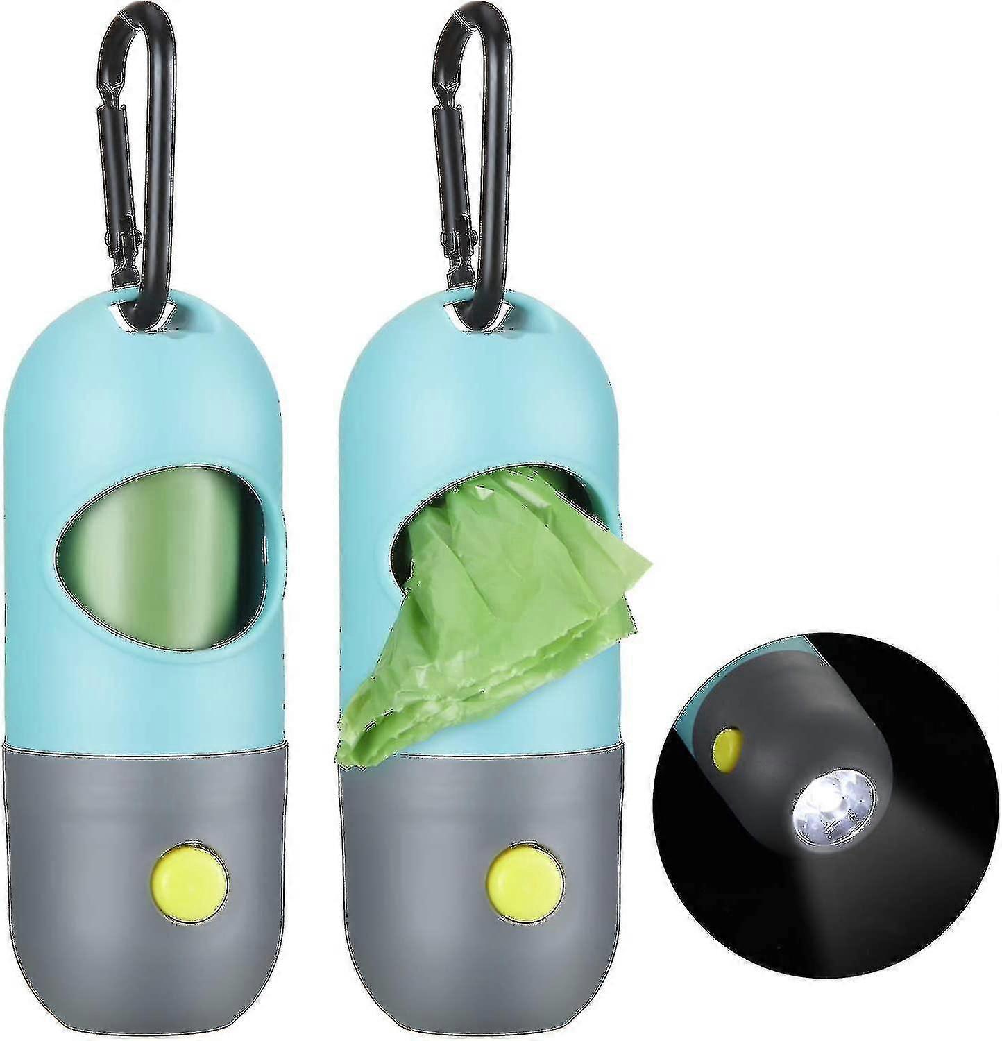 2 Pieces Dog Poop Waste Bag Holder Dispenser With Led Flashlight