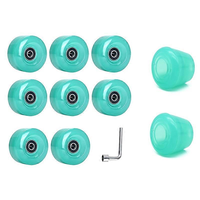 Roller Skate Wheels with Bearings and Toe Stoppers,for Double Row Skating,Quad Skates and Skateboar