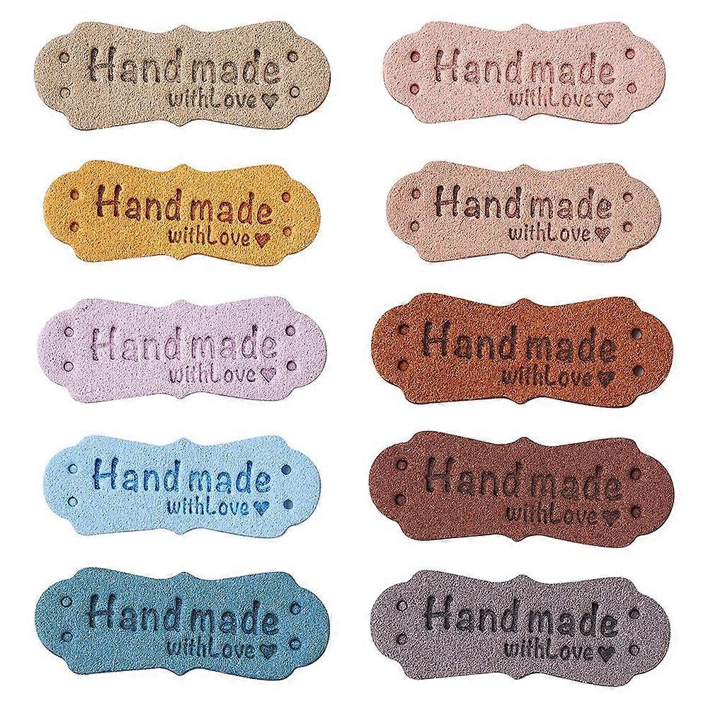 50Pcs PU Leather Labels Tags for Handmade DIY Hats Bags Hand Made with Love Label for Clothes Sewin