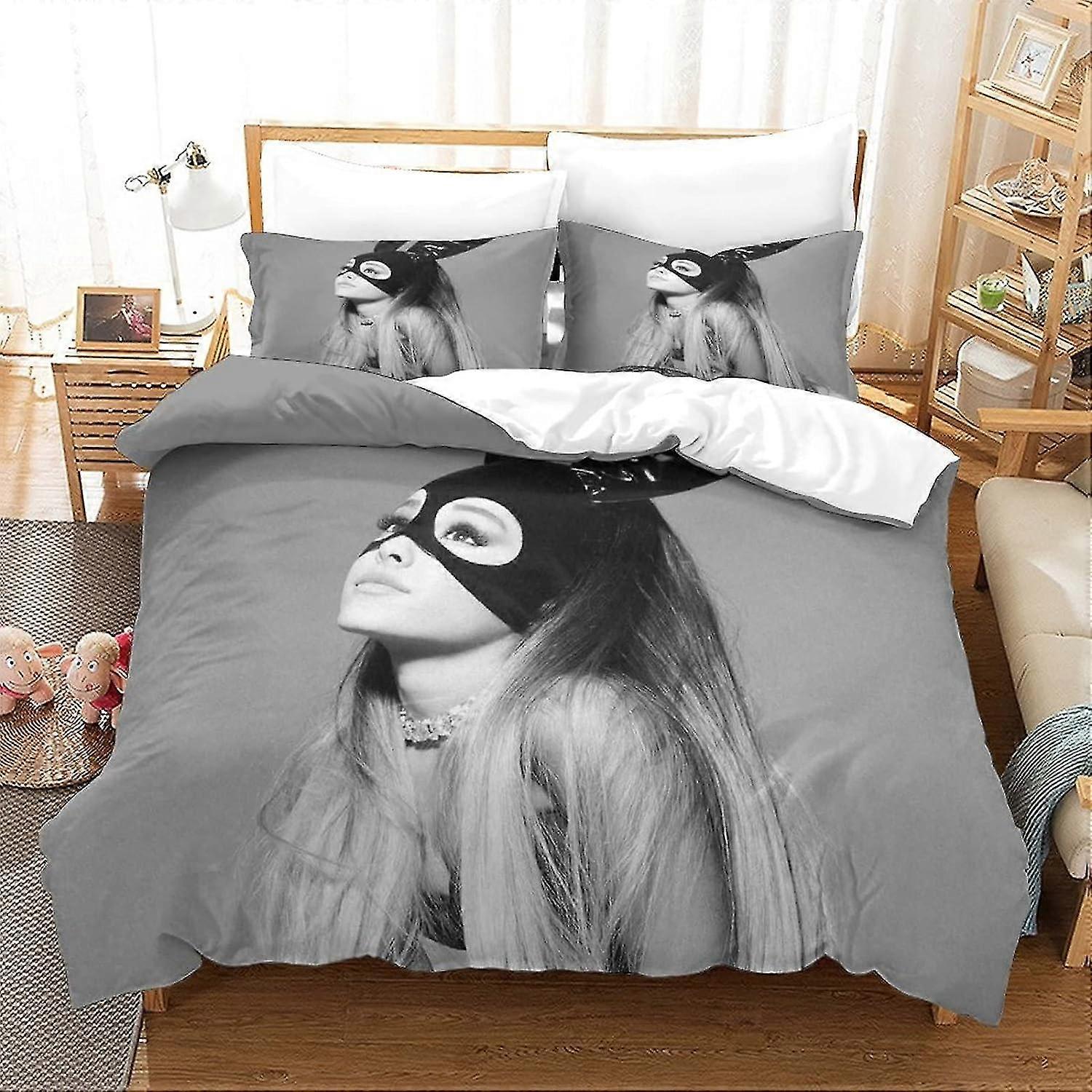 o3134 Lençóis Ariana Grande 3D Impresso Colcha Capa Capa de Edredão Conjunto com Zíper Macio Fácil Cuidado Capa de Edredão Colcha Conjunto de Cama Com Fronhas Closu