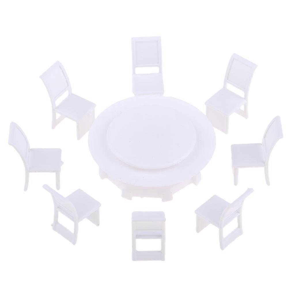 Miniature Dollhouse Kitchen Scenery Model 1:100 HO Scale Dining Table Chairs