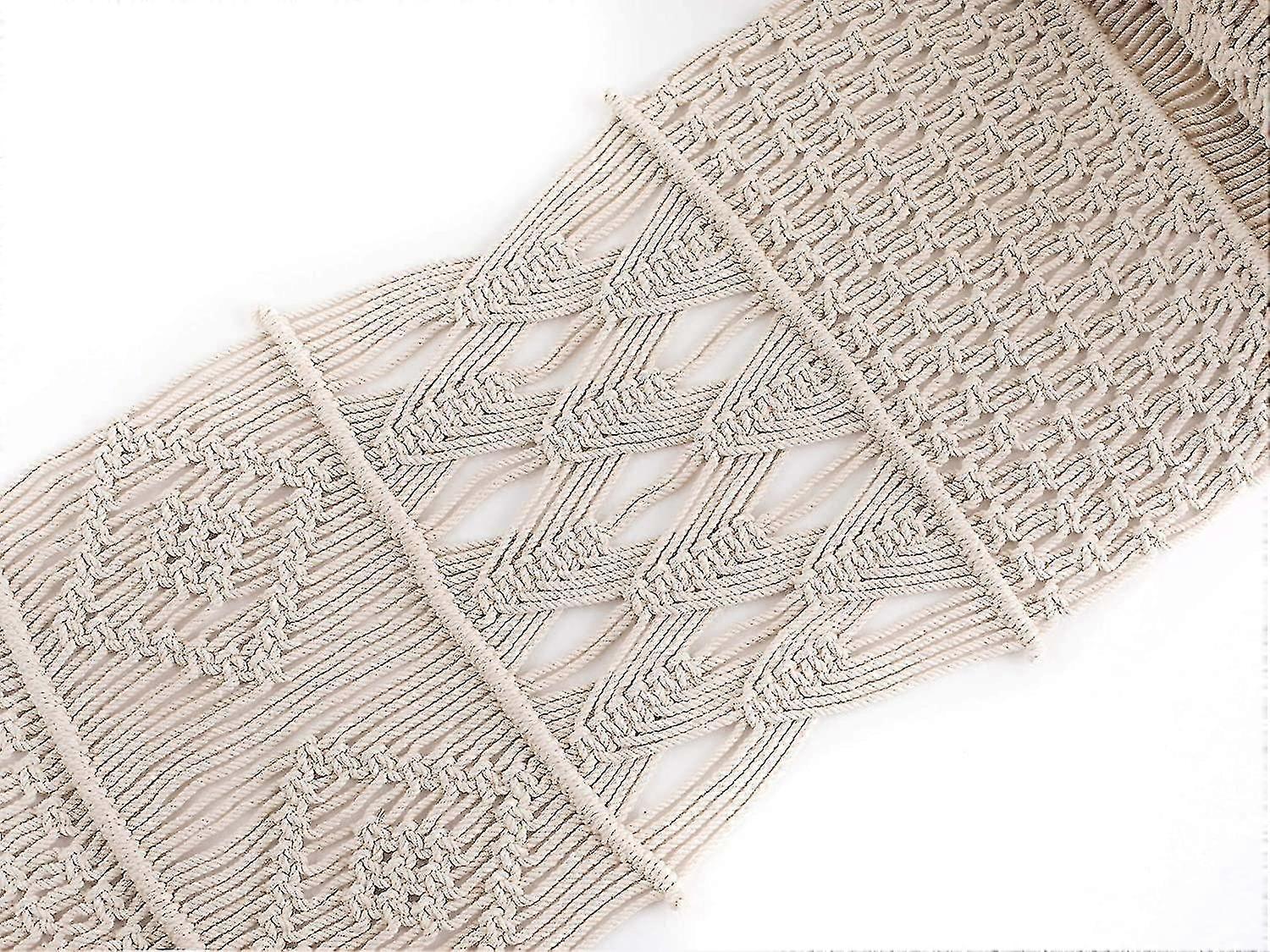 Macrame Table Runner Farmhouse Style,burlap Table Runner Splicing Cotton