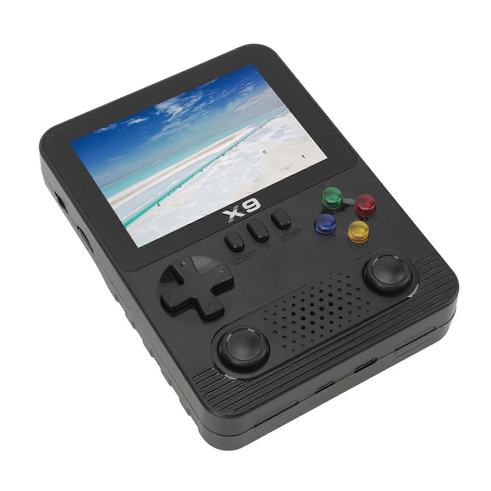Handheld Games Consoles 3.5 Inch IPS Screen Support Connecting TV Two Players Portable Game Player with 32G Memory Card for Kids Black 