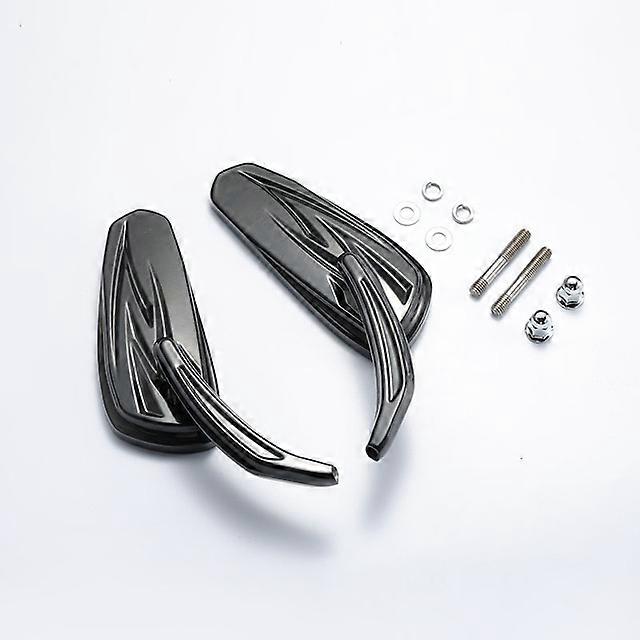 QX Motorcycle Flaming Side Mirrors for Harley Davidson Softail Standard FXST Glide Electra Road Custom Dyna Touring Chrome/Black