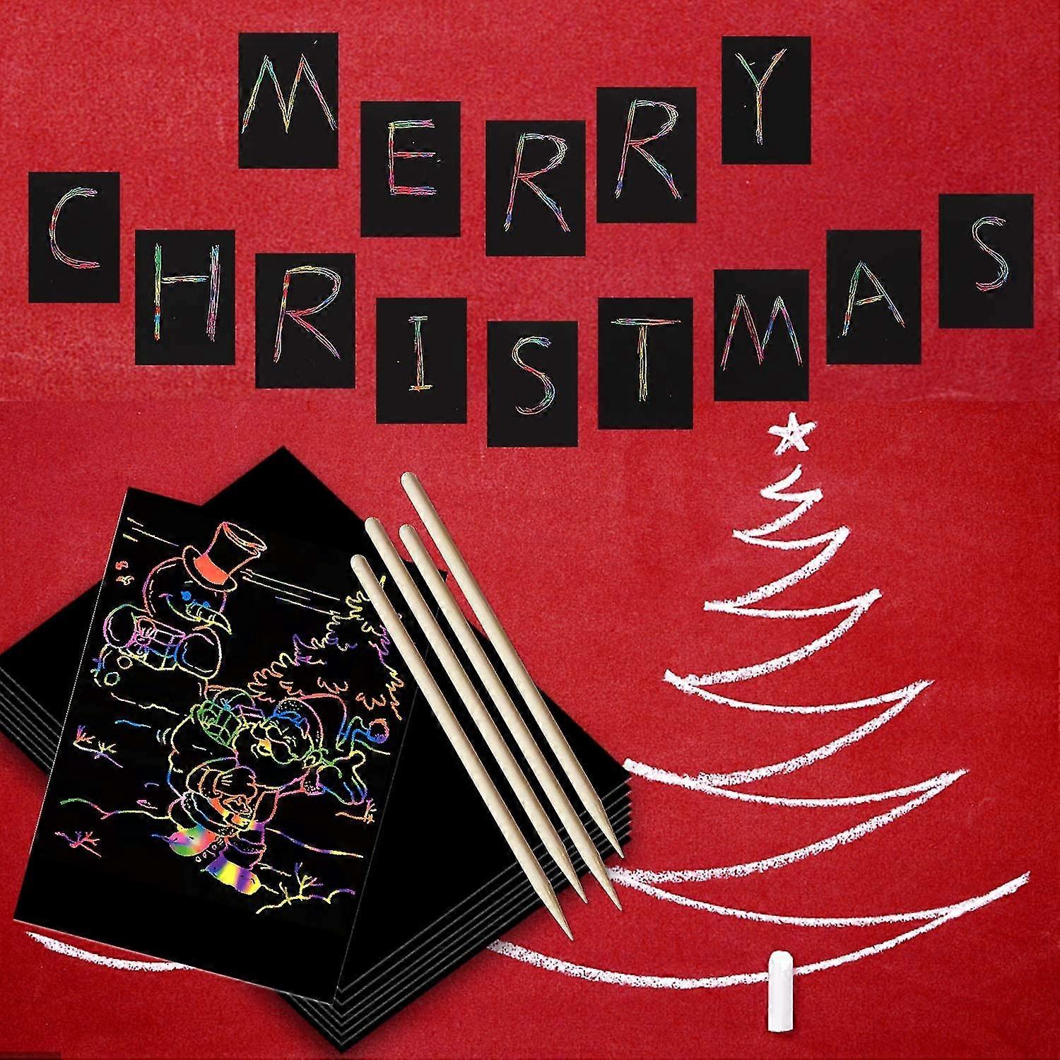 Set Scratch Art Natale Per Bambini - 36 Carte Con Nastri E Bastoncini - Decorazioni Festive - Foto 2
