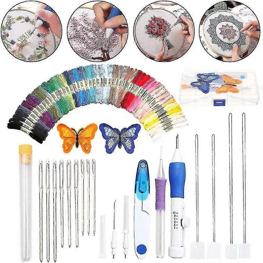 ,embroidery Kit With 50 S Threads, 2 Embroidery Es, Set And Tools, Kit