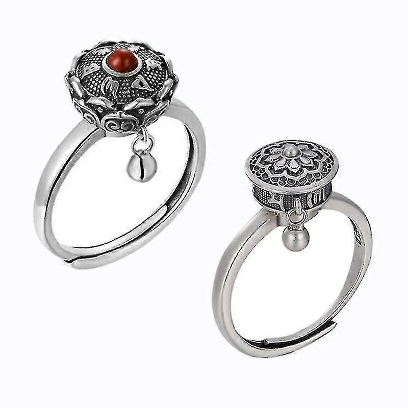 2pcs Lotus Mantra Ring Finr Ring Ring Ring Schmuck