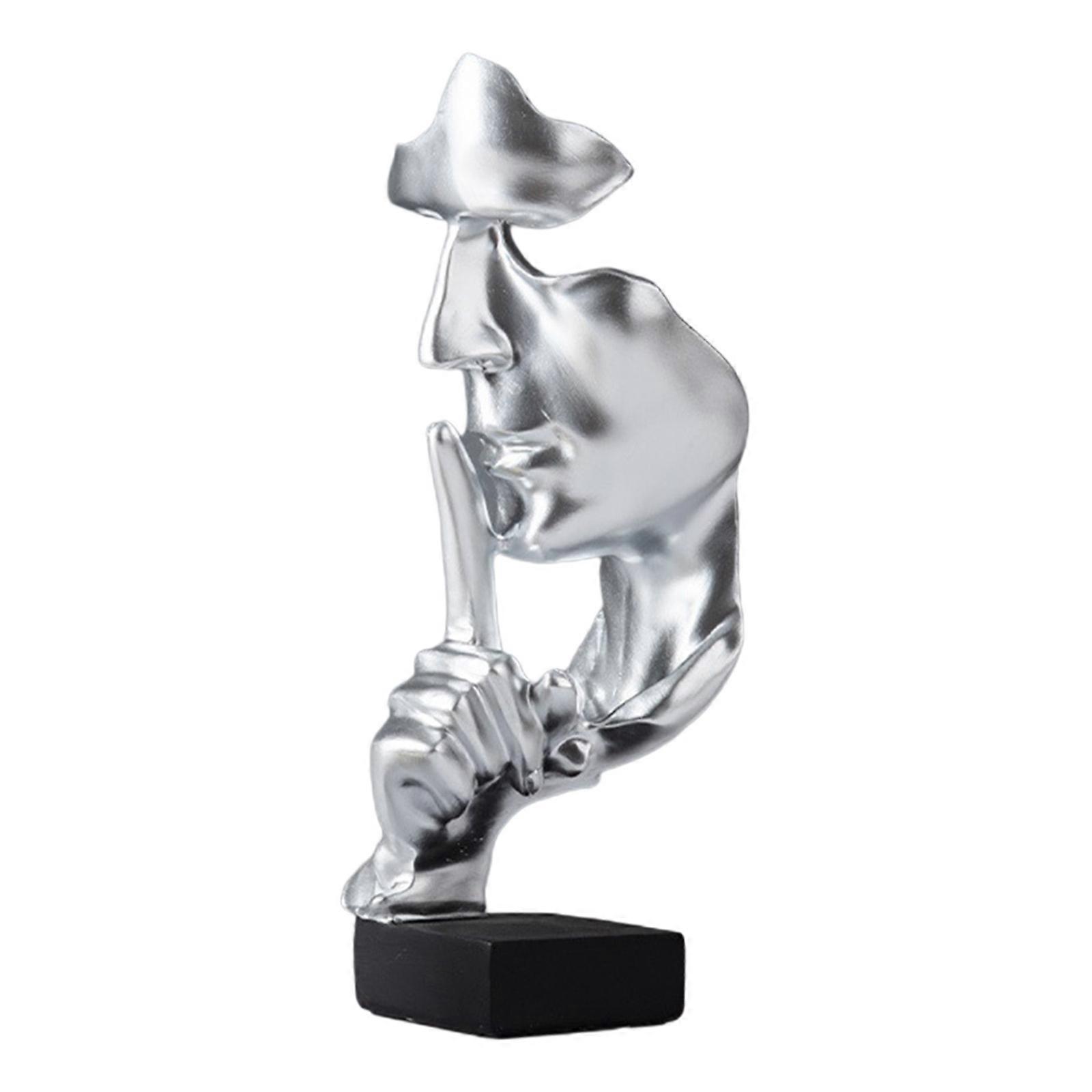 European Style Abstract Thinker Statue Nordic Silence Is Golden Resin Sculpture Figurine Modern Art Home Office Bookshelf Desktop Decoration Ornament