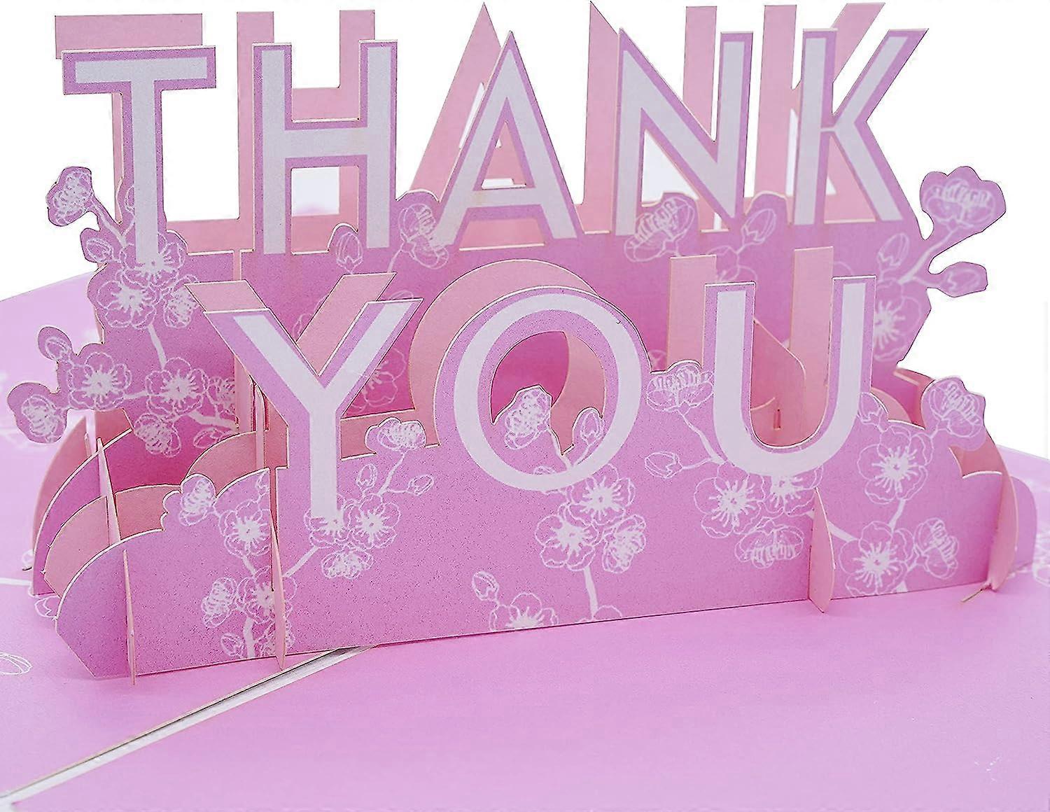 Pop Up Thank You Card, 2 pc, Handcrafted 3D Greeting Card with Envelope Miss You, All Occasions