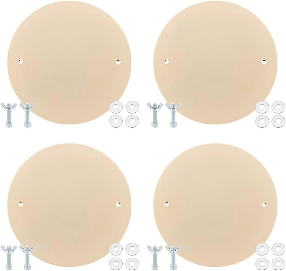 Wooden Clay Board Mat Mud Board Flat Round for DIY Sculpture Craft Tool Lemon Chiffon 25x0.6cm Hole: 8mm