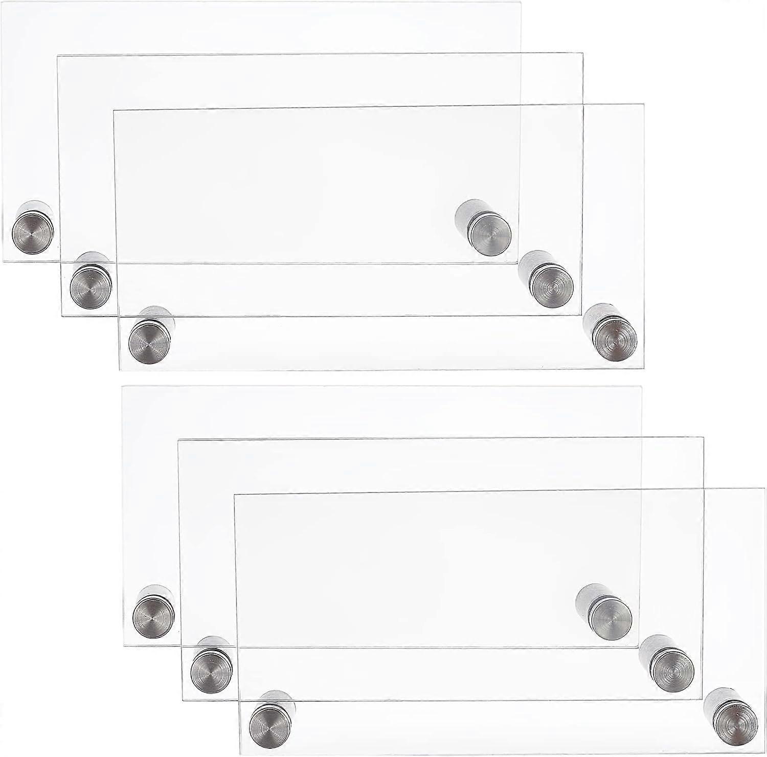 8 Sets 6 X 3 Inch Acrylic Wall Name Plate Clear Office Door Mount Name Plate Holder with 16pcs Stainless Steel Standoff Screws Acrylic Door Name Plate