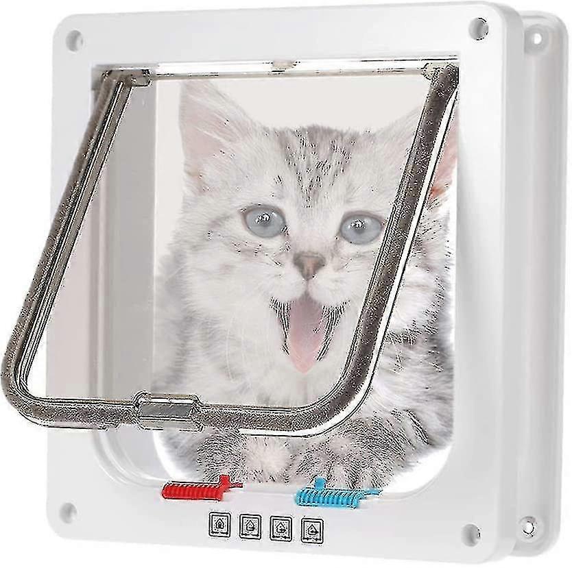 マイクロチップ猫ドア猫ドアマイクロチップ猫ドア茶色のペットドアネジ付きキット猫と小型犬用白、中