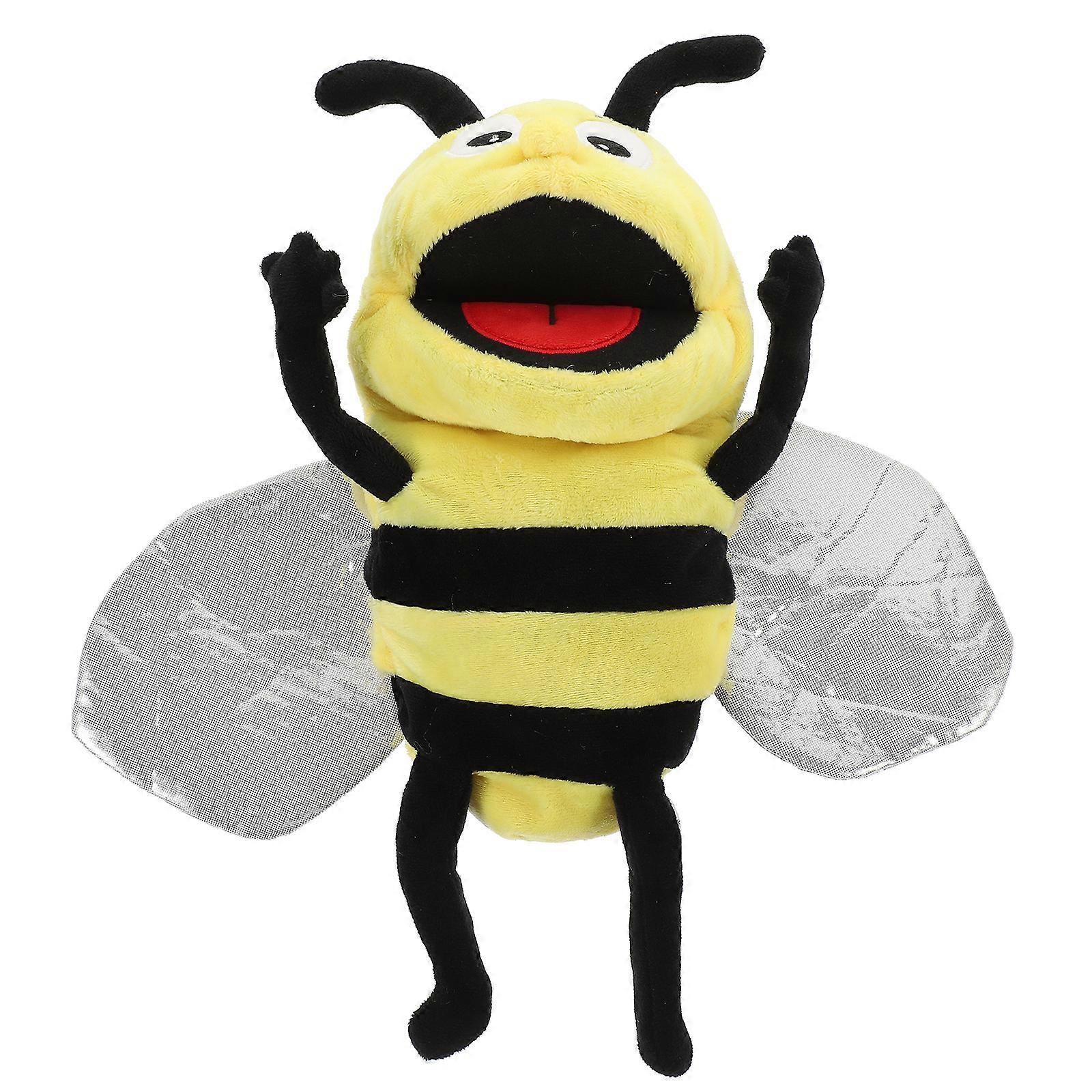 Plush Cartoon Bee Hand Puppet Stuffed Insect Interactive Pretend Play Puppet