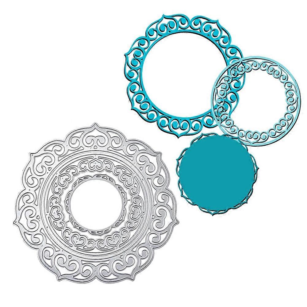 Children Floral Round Shape Design Emboss Cutting Die DIY Scrapbook Stencil Mold mengxi