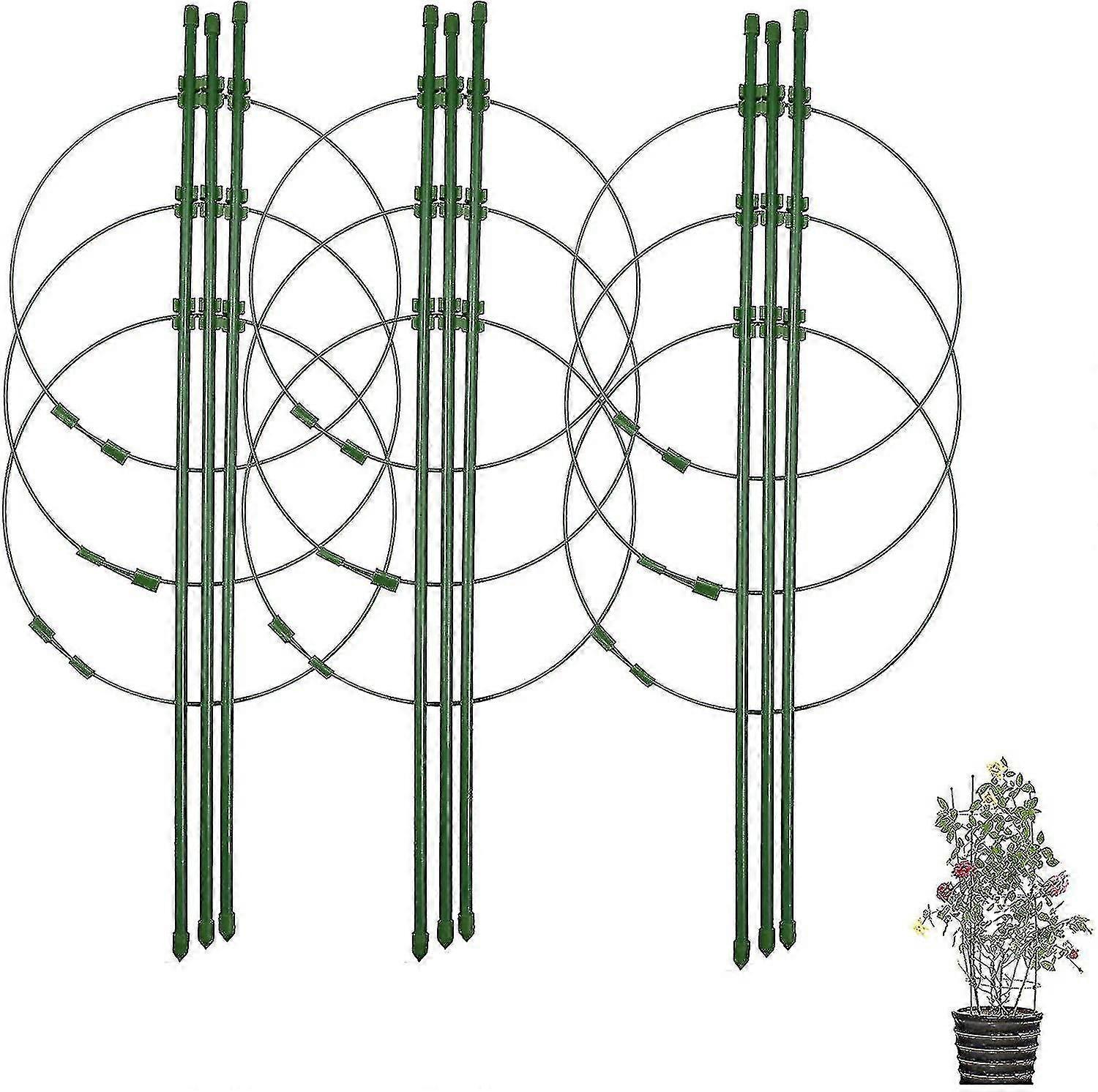 Set Of 3 Climbing Plant Supports With 3 Adjustable Support Rings 45 Cm