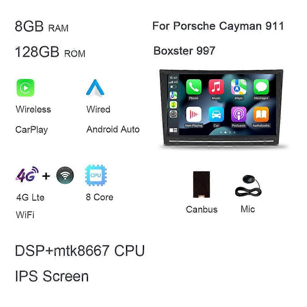720P 8" PX6 2 din Android 12.0 Car DVD player 6 Core 64GB ROM 4GB RAM DSP multimedia navigation GDS autoradio For Porsche Cayman