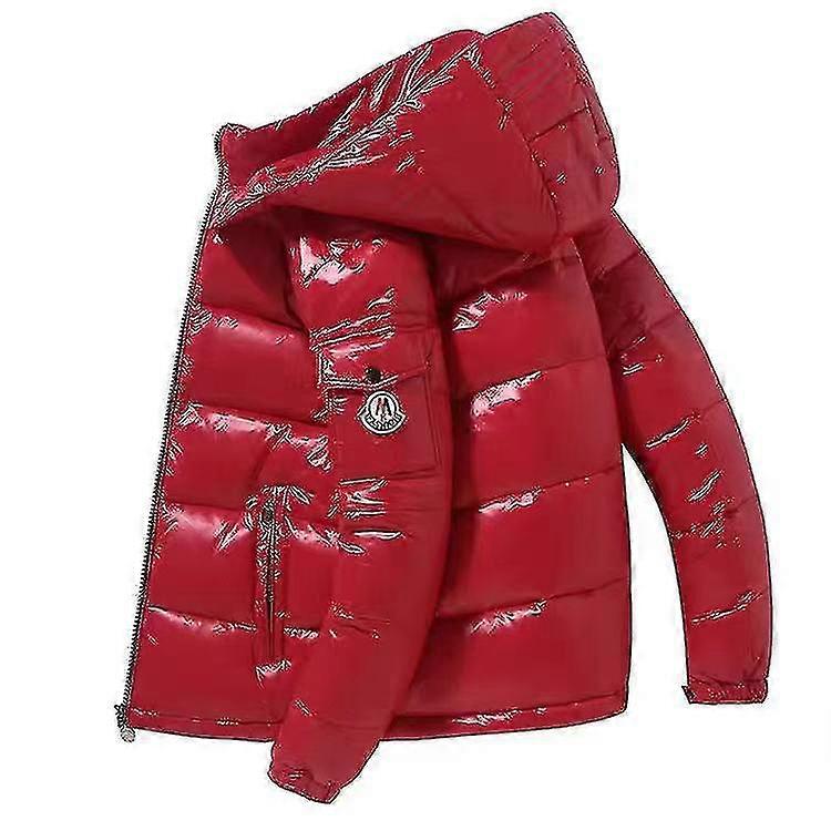 Shiny Down Jacket Men's Winter Jacket Stand Collar Down Jacket With Hood