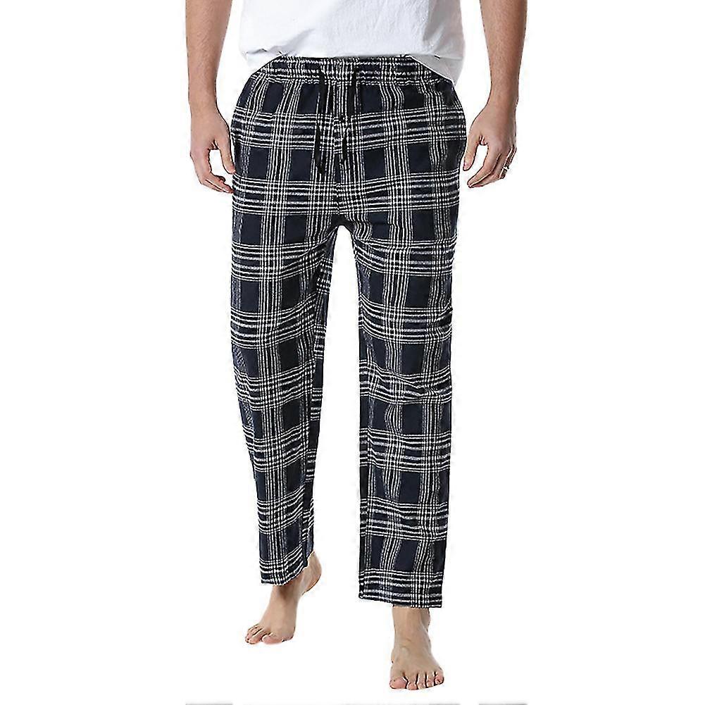 Naiwang Herren Baumwollkarierte lässige Pyjamahose mit Schnürung