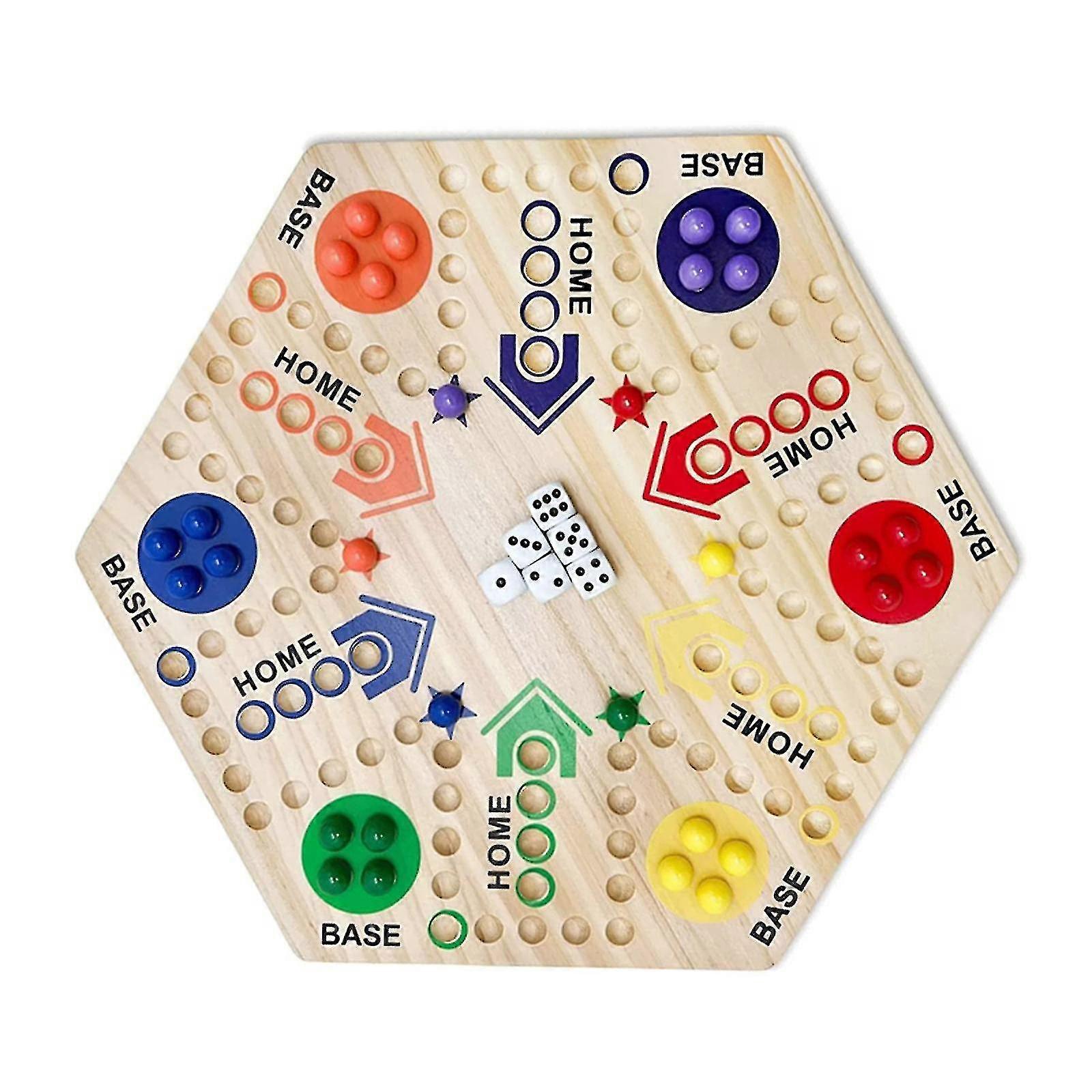 Fast Track Board Game Double Sided Checkerboard Party Games Flying Chess For 4-6 People Multicolor Wooden Ludo_u R_u High Quality