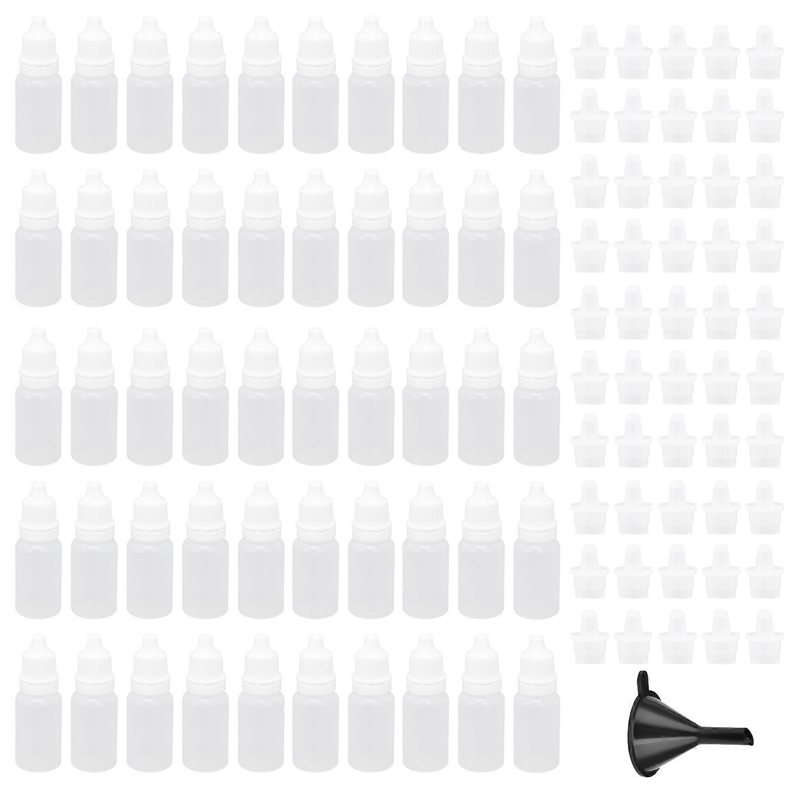 50Pcs 10ml Empty Eyedrop Bottles Plastic Squeezable Eye Liquid Dropper Containers with Plugs