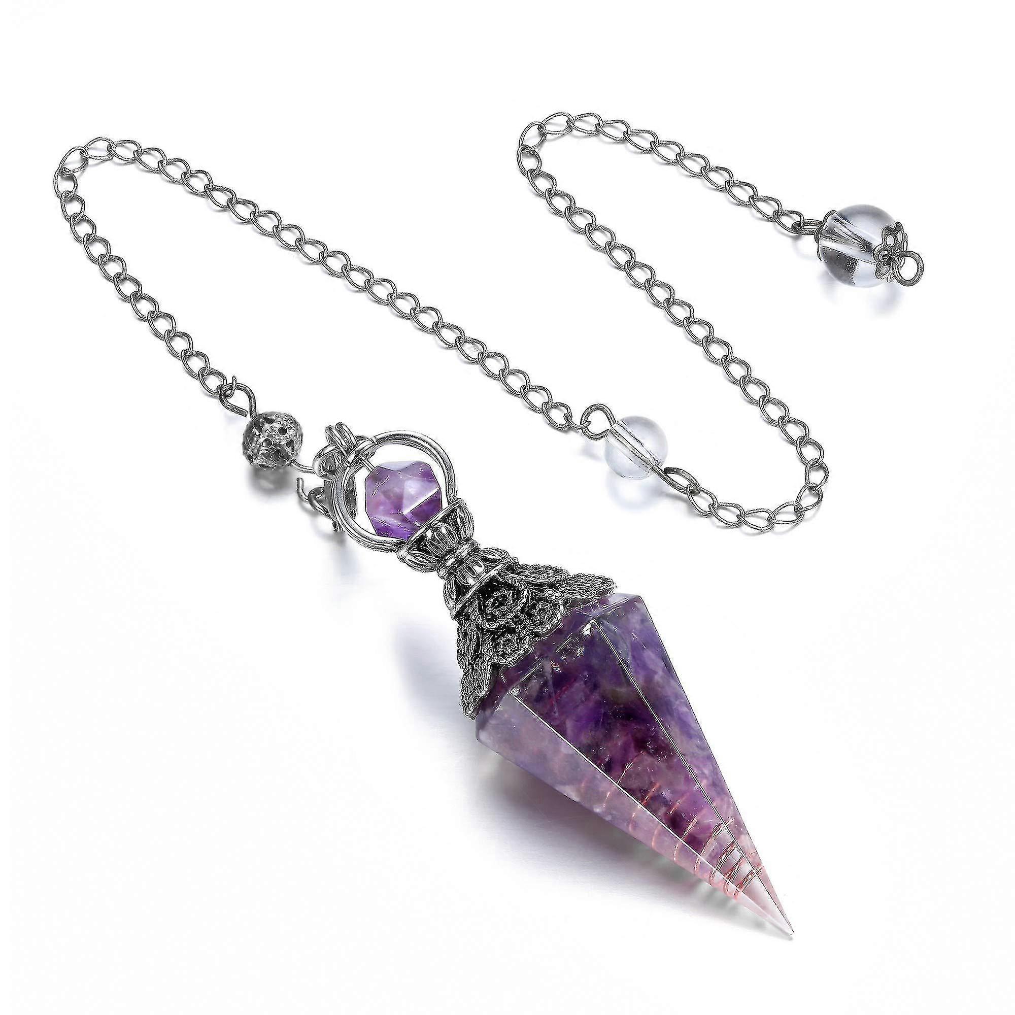 chakra Cristal Pendule Hexagonal Reiki GuérisonCristaux Points Pierres précieuses Radiesthésie Pendule Pour Divination Divination Wicca,améthyste