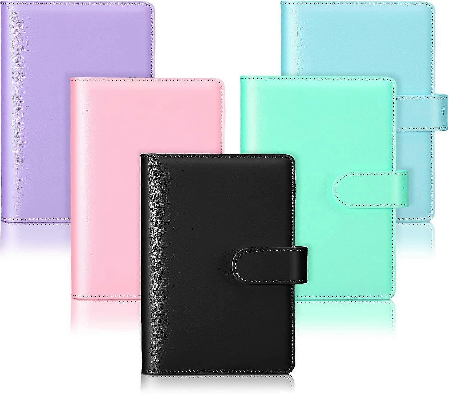 5 Pcs A6 PU Cuir Notebook Binder avec boucle magnétique (bleu clair, violet, noir, vert, rose)