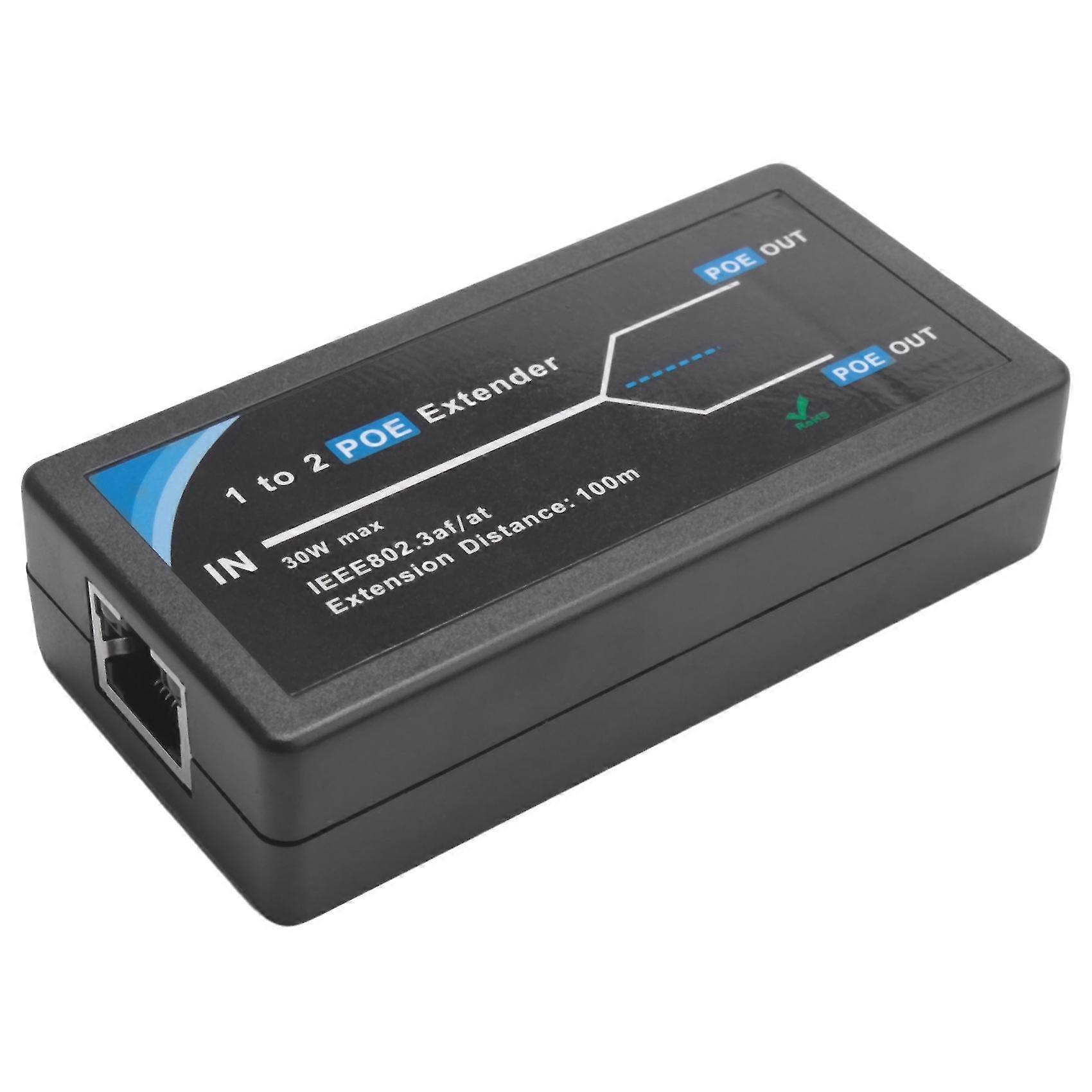 2 Port POE Extender 10/100Mbps with IEEE 802.3Af Standard Input / Output for IP Camera Extend 100 Meters for POE Range