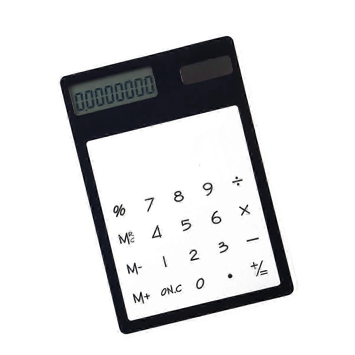 Unique Transparent Touch Panel Design Solar Powered Calculator (Black)