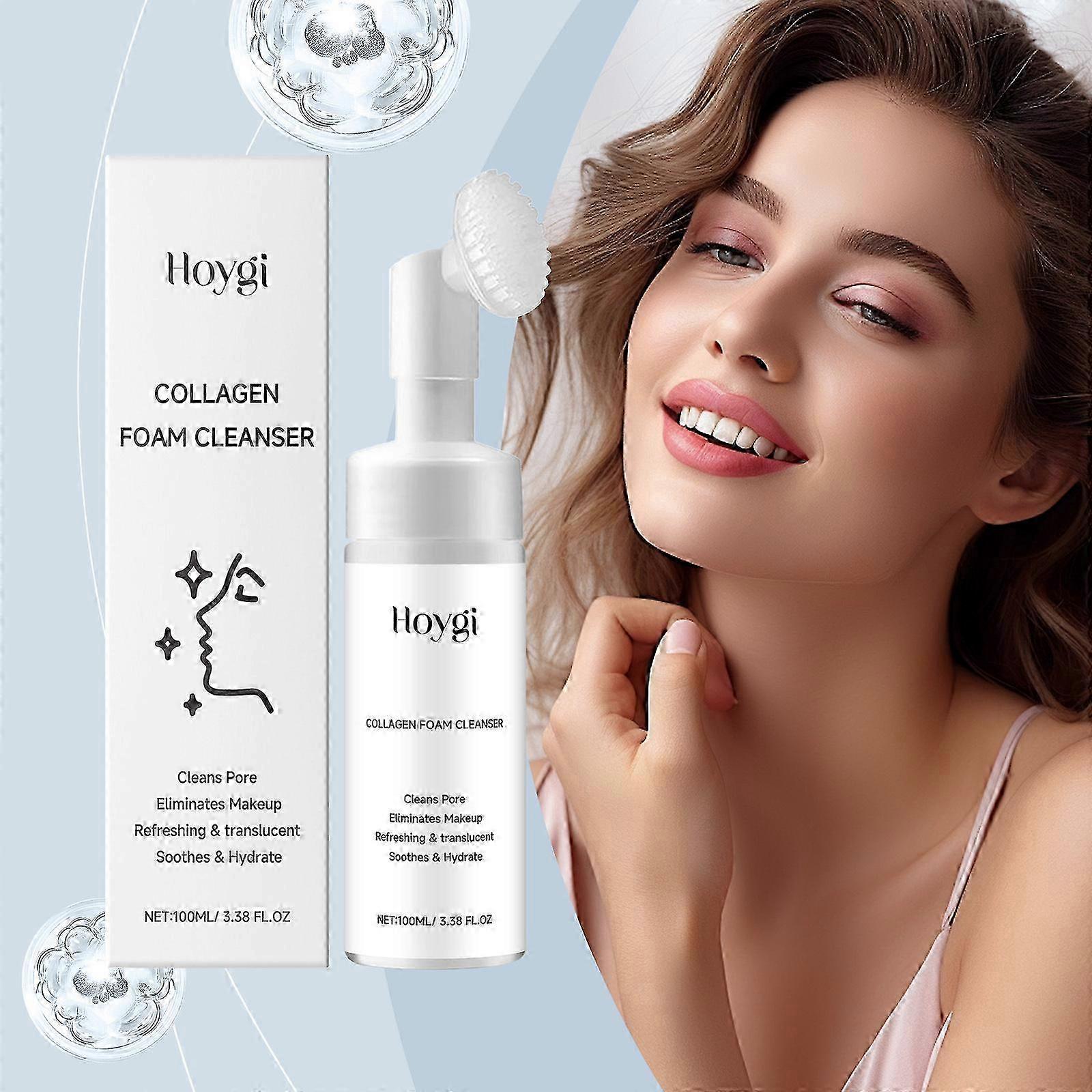 Collagen Foam Cleanser, Foaming Facial Cleanser, Collagen Facial Cleanser, Deeply Moisturizing Face Wash, Cleans Pore, Refreshing