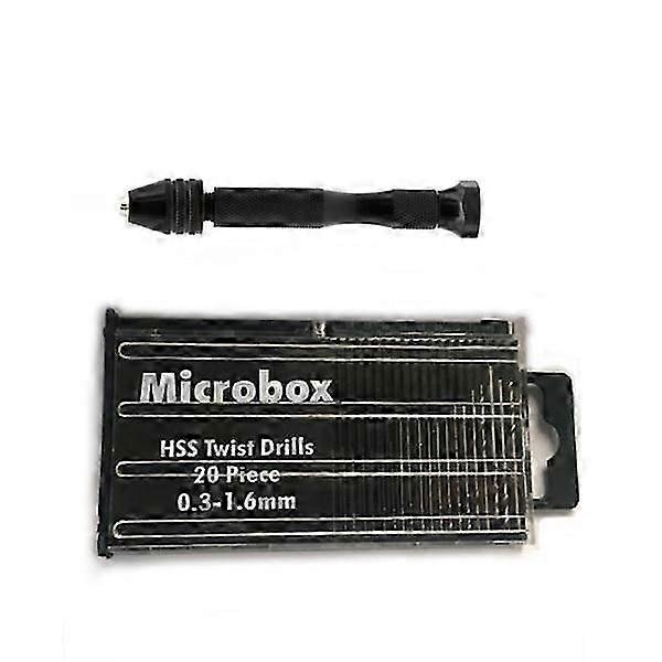 Black Hand Drill with 20 Bits (0.3-1.6 mm)