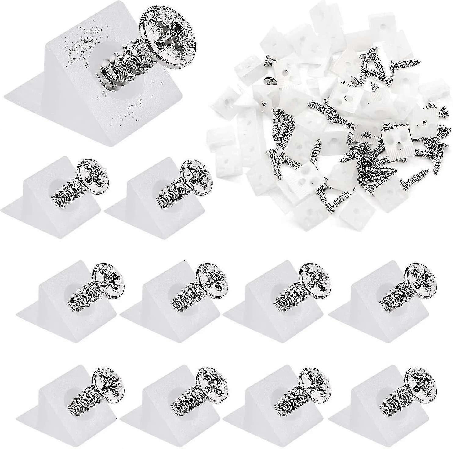 80 قطعة درج دعامة تعزيز إصلاح الأوتاد، مثبتات درج، إسفين بلاستيكي زاوية مع مسامير، للخزائن، أدراج (أبيض)