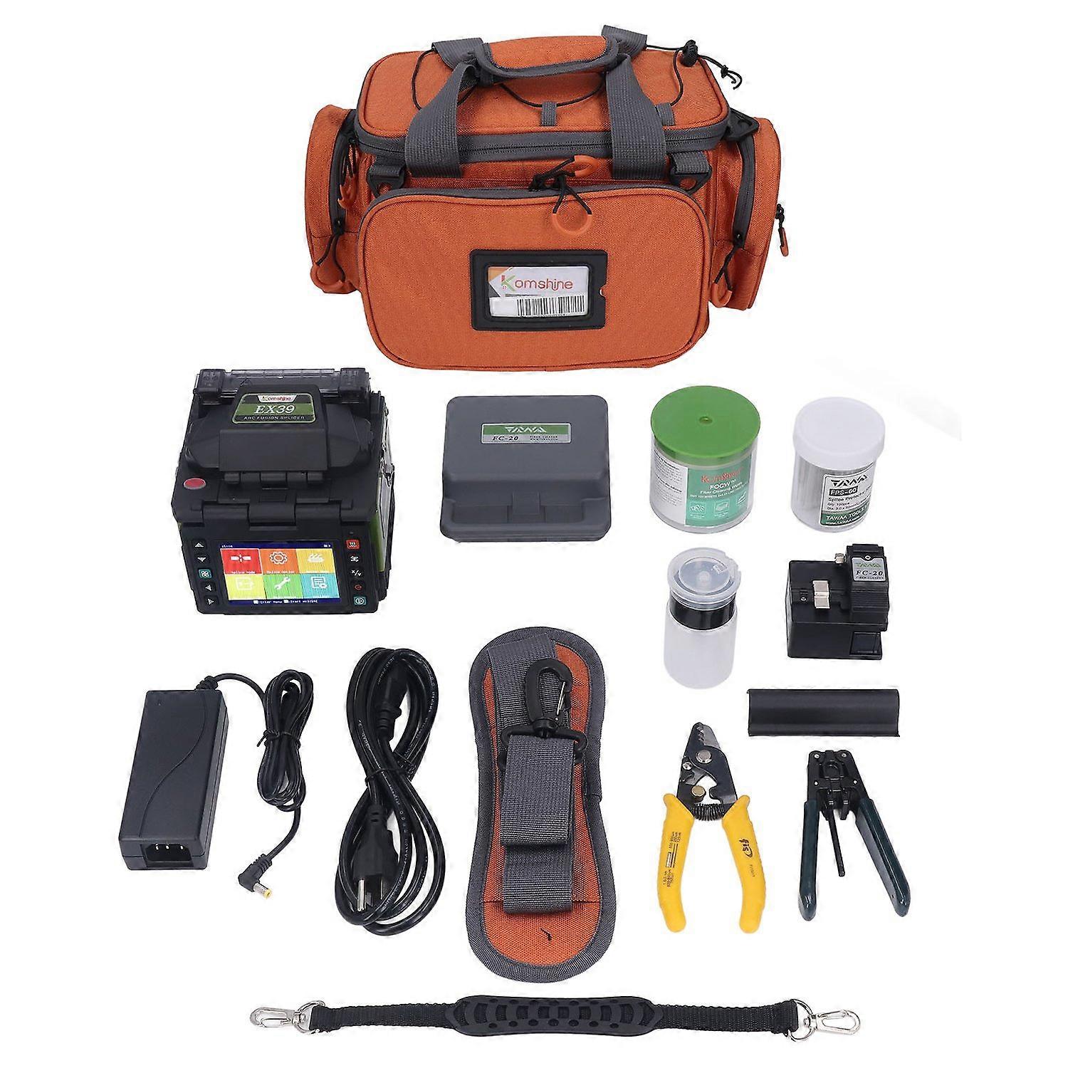 Optical Fiber Fusion Splicer Full Automatic Fiber Heating Welding Cutting Machine 100‑240V US Plug