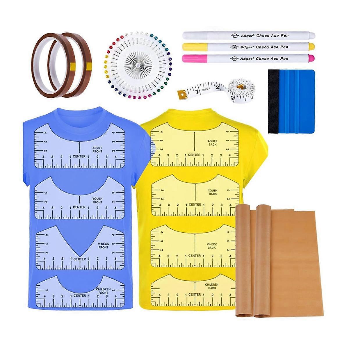 18Pcs Sublimation Accessories, Tshirt Ruler Guide Vinyl Alignment Tool,Heat Press ,Sheet Non Stick,Heat Tape