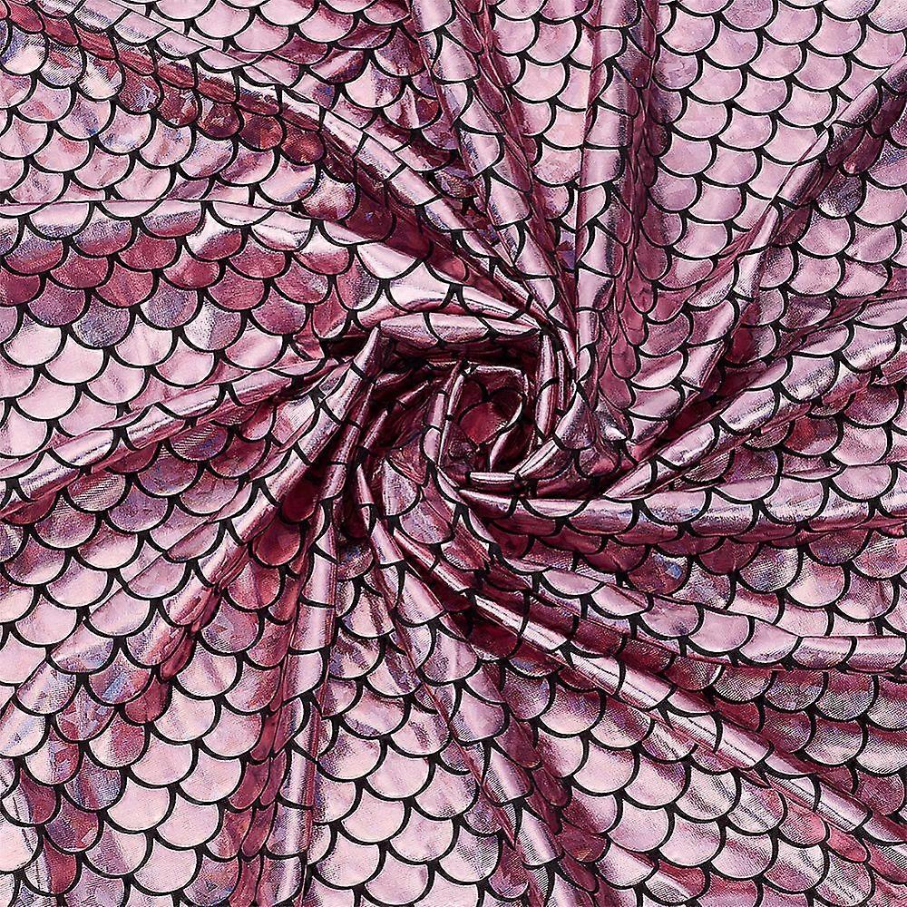 Laser Polyurethane Fabric for DIY Crafts Garment Accessories Fish Scale Pattern Pearl Pink 1500x0.1mm