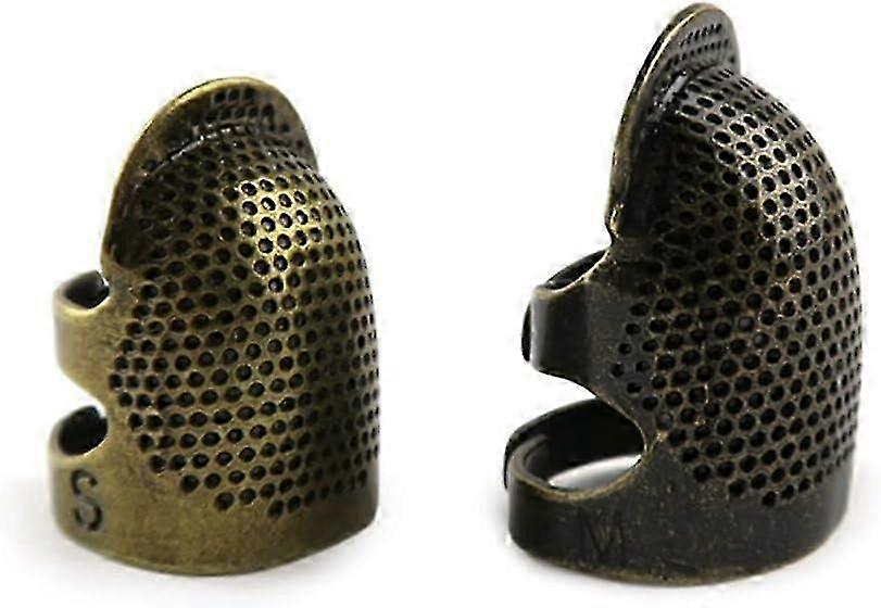 2 Pack Sewing Thimble Adjustable Fingertip Thimble Copper Finger Protector DIY Sewing Tools (S+M)