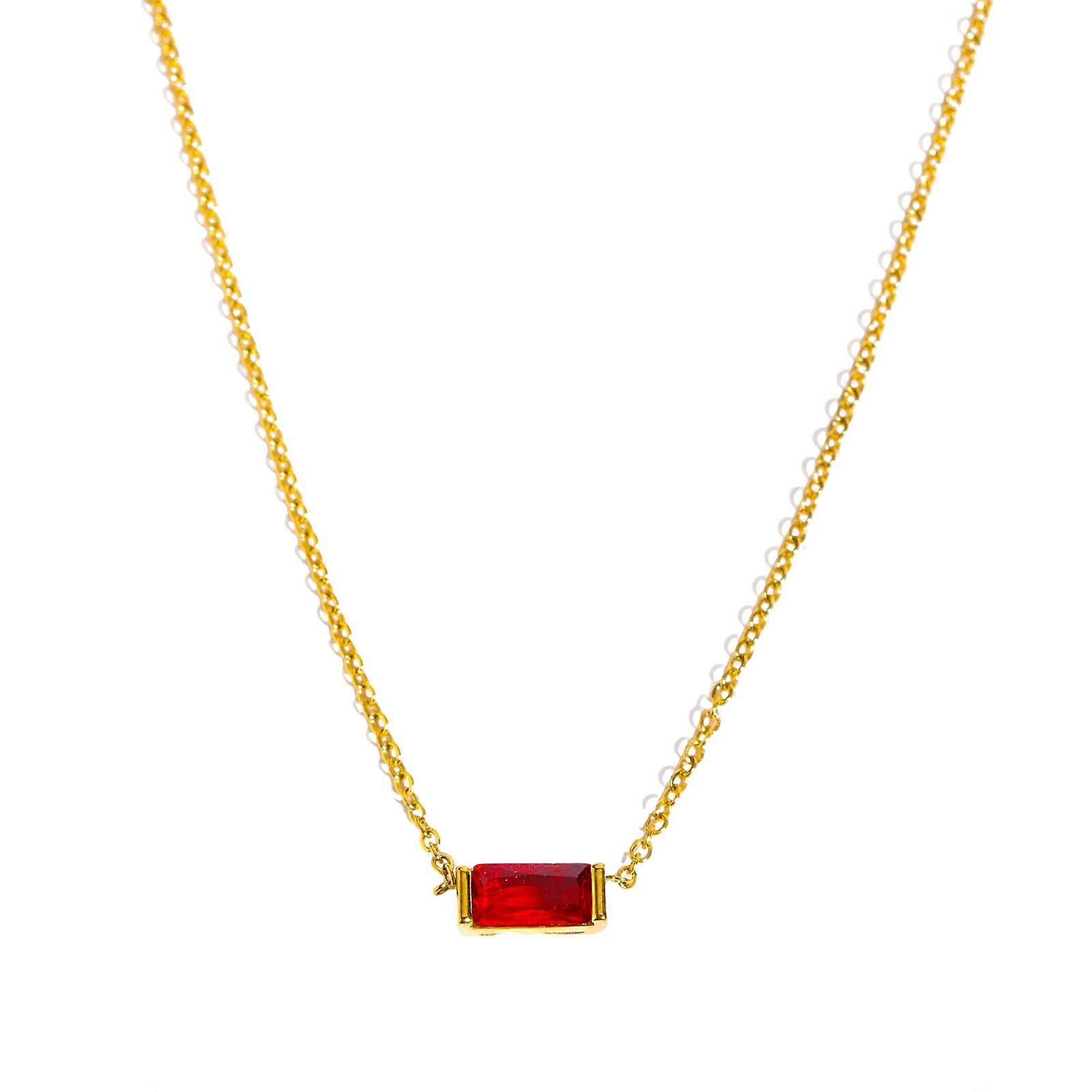 Colar Feminino Elegante com Pingente de Pedra de Nascimento Retangular Gargantilha Colares para Mulheres Jóias Presente de Aniversário