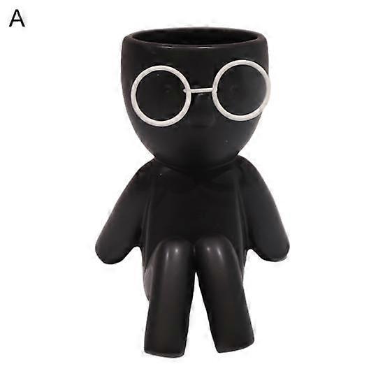 Succulent Pot Eye-catching Creative Shape Ceramic Plant Pot Sitting Human Shaped Planter Pot Desktop Ornament for Home