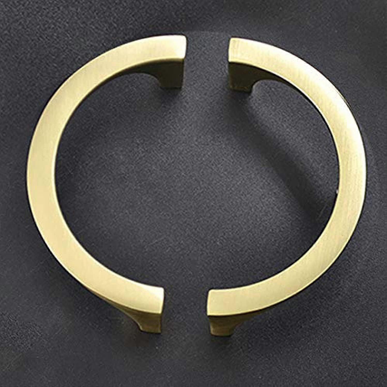 Set of 4 Elegant Solid Gold Copper Pulls, Gold Round Handles, 3" Hole Centers for Kitchen Drawer Dresser, Brushed Brass Finish