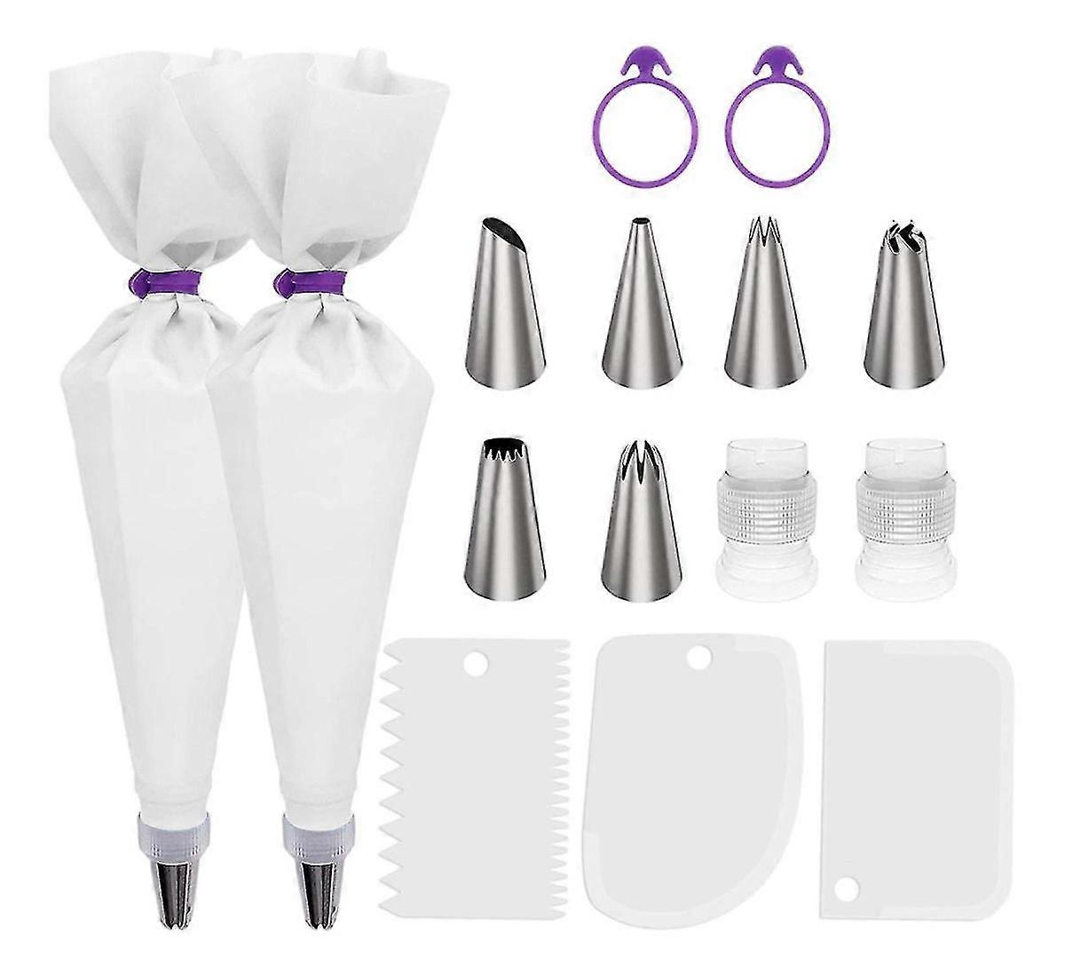 Cake FrostingDecorating Tool, Cake Decorating Piping Nozzle Piping Bag Baking Tool For Making Buttercream Biscuits (white) (1set) Yaju