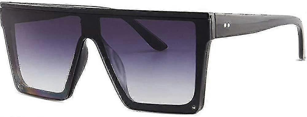 Vierkante oversized zonnebril voor vrouwen mannen Fash Flat Top Big Frame S