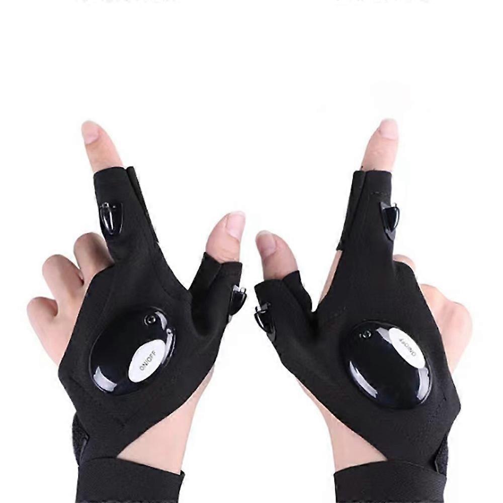 Easy-Wear LED Flashlight Fishing Gloves, Gift Box, Without Battery