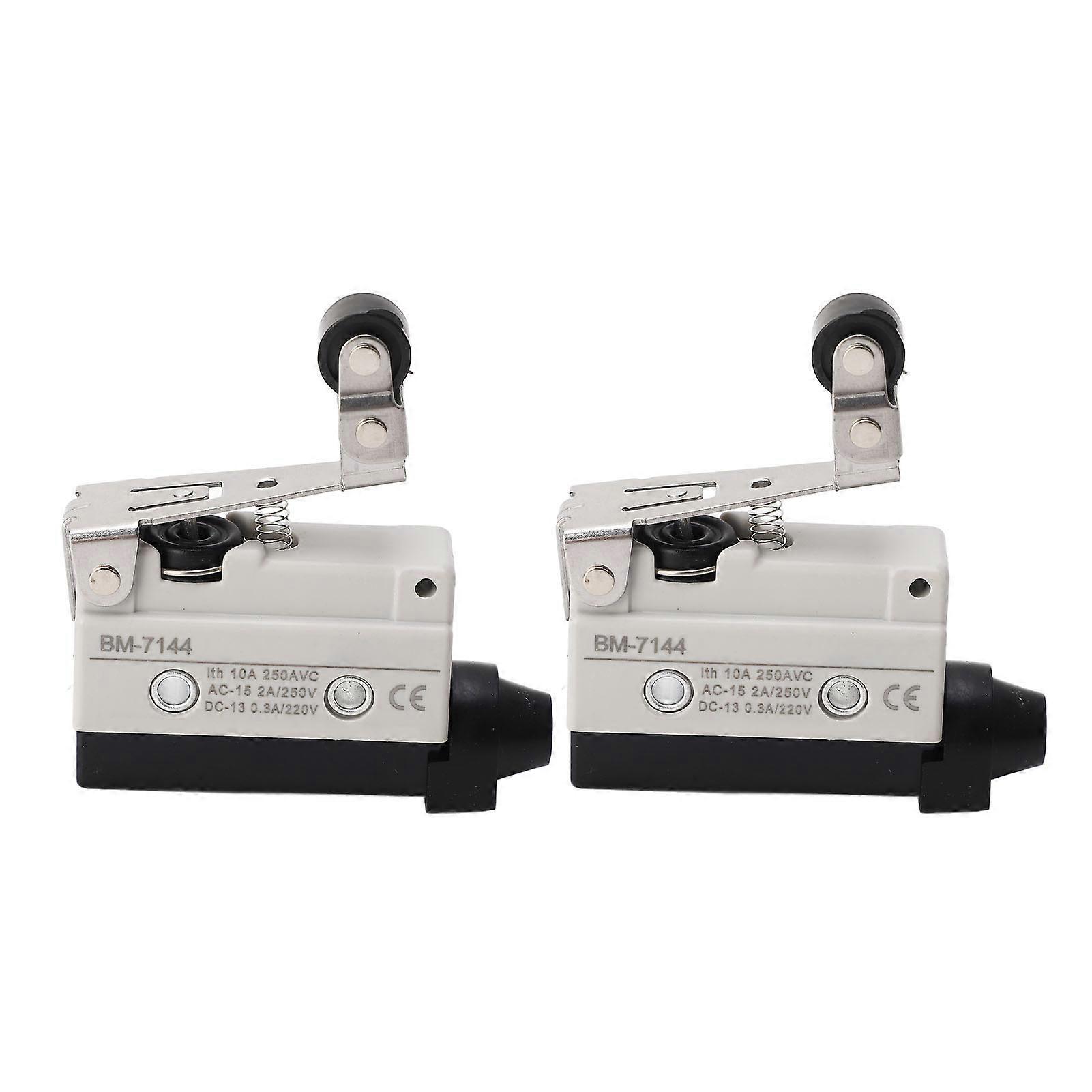 2PCS Micro Switches with Spring Roller Lever Travel Limit Switch for Mechanical Device NO+NC 250VAC