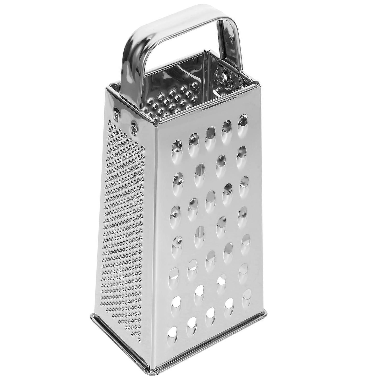 Stainless Steel 4-Sided Cheese Grater with Handle for Vegetables, Easy Grip, Durable Kitchen Tool