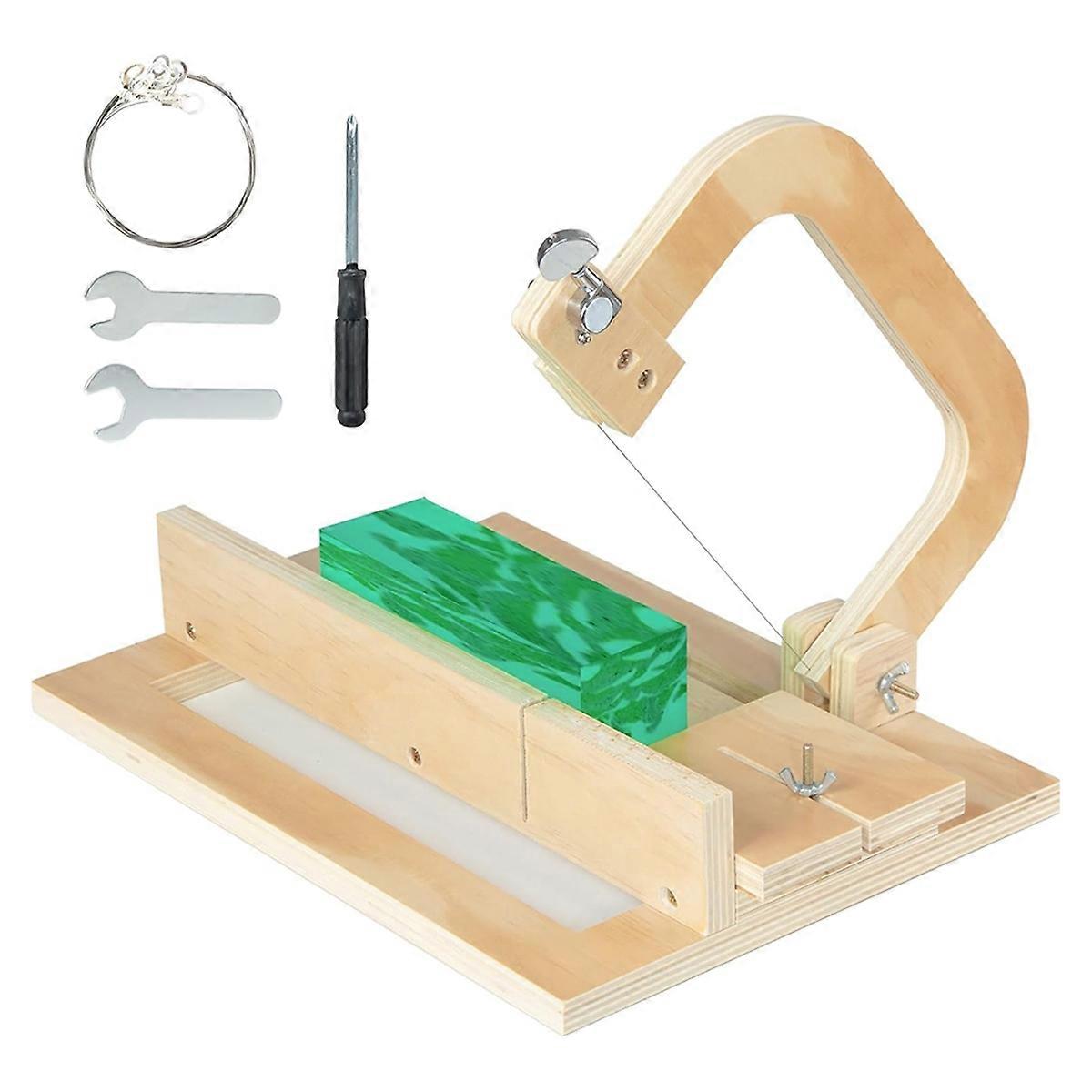 Adjustable Wire Soap Cutter, Wooden Soap Making Supplies with Replaced Stainless Steel Wires for Handmade