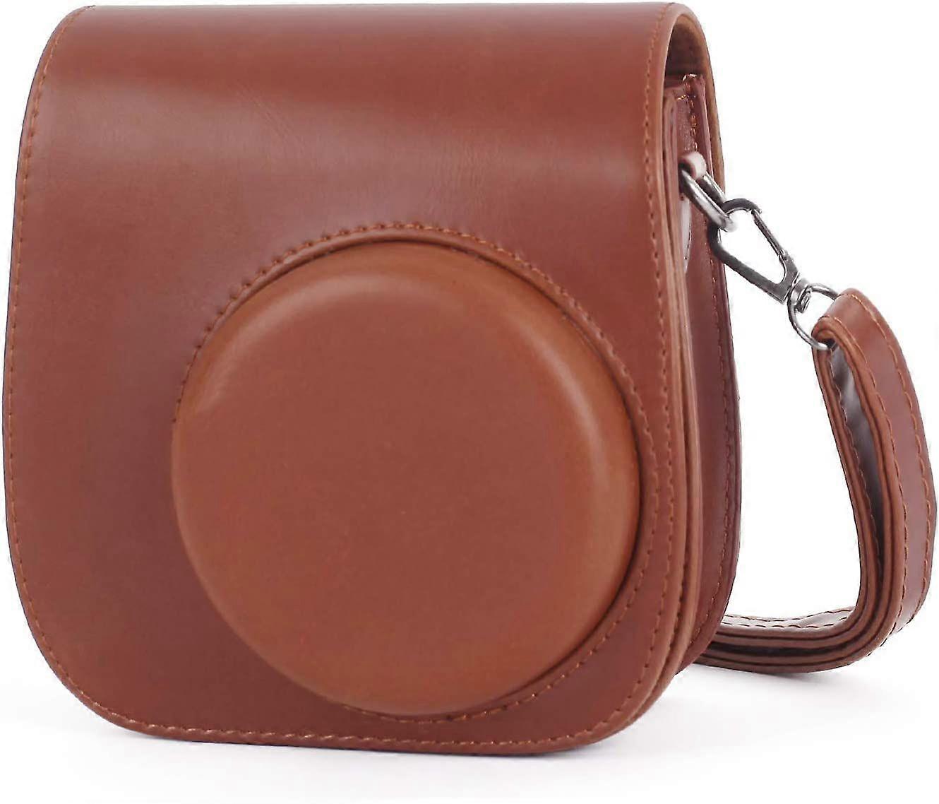 Instant Camera Case Compatible with Instax Mini 11,PU Leather Bag with Pocket and Adjustable Shoulder Strap (Brown)